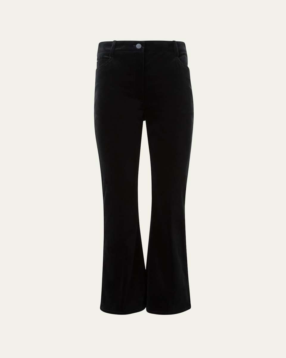 Cali Cropped Stretch Velvet Bootcut Pants